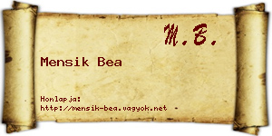 Mensik Bea névjegykártya